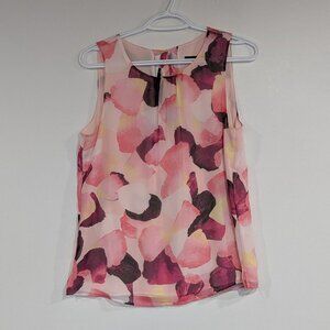 Willow & Thread Sleeveless Patterned Blouse Pink Size Small